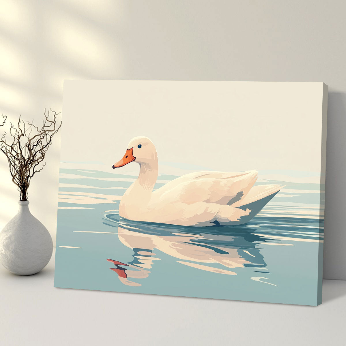 Minimalist Duck Painting Animal Wall Art Decor