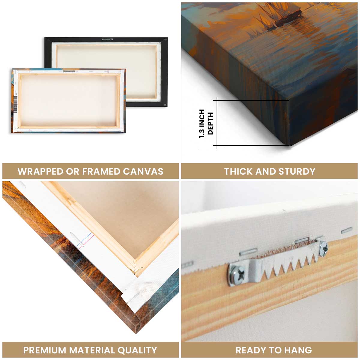 Golden Fleet Abstract Canvas Beach Wall Art
