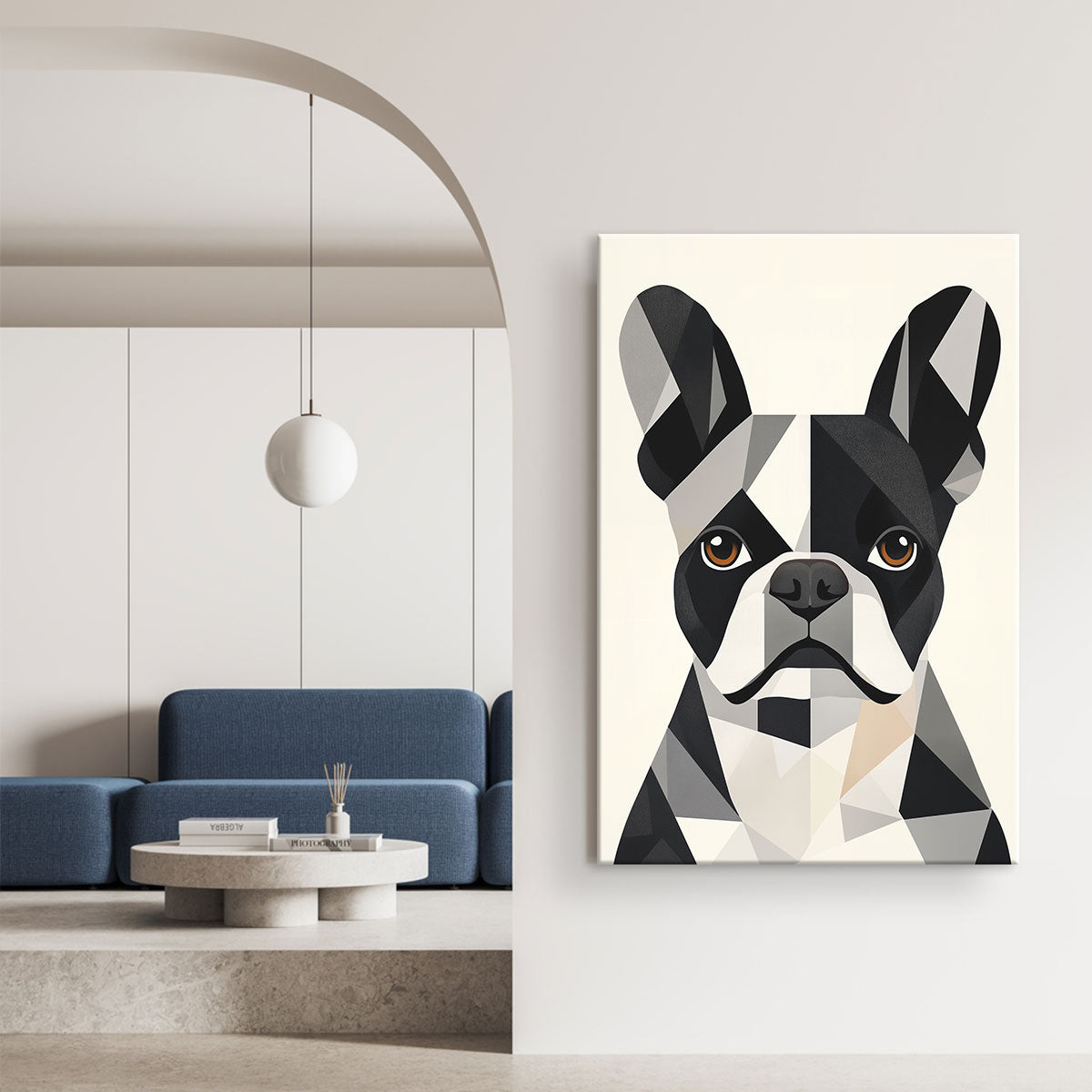 Geometric Art Bulldog Animal Wall Art Decor