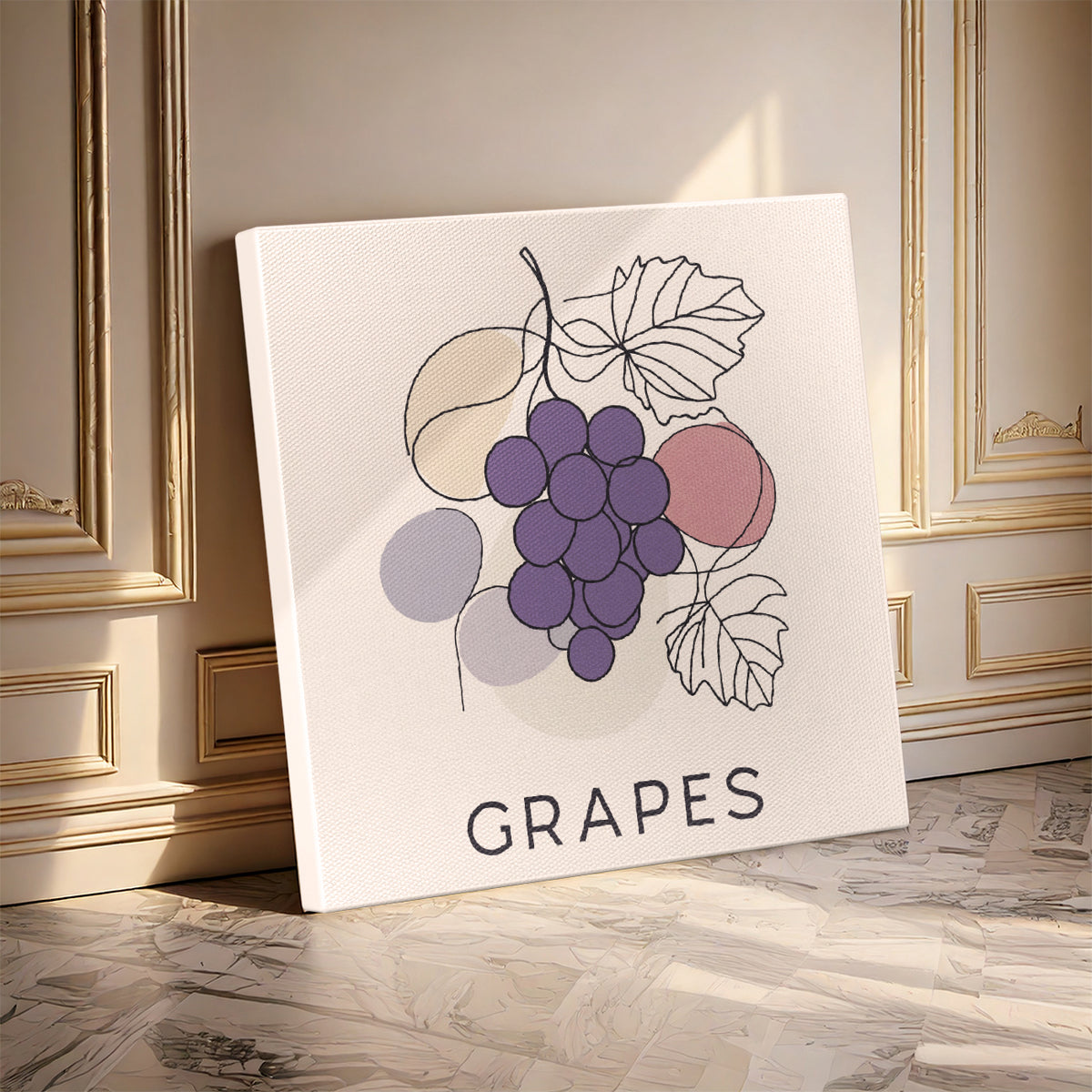 Minimalist Grape Cluster Line Canvas Wall Art