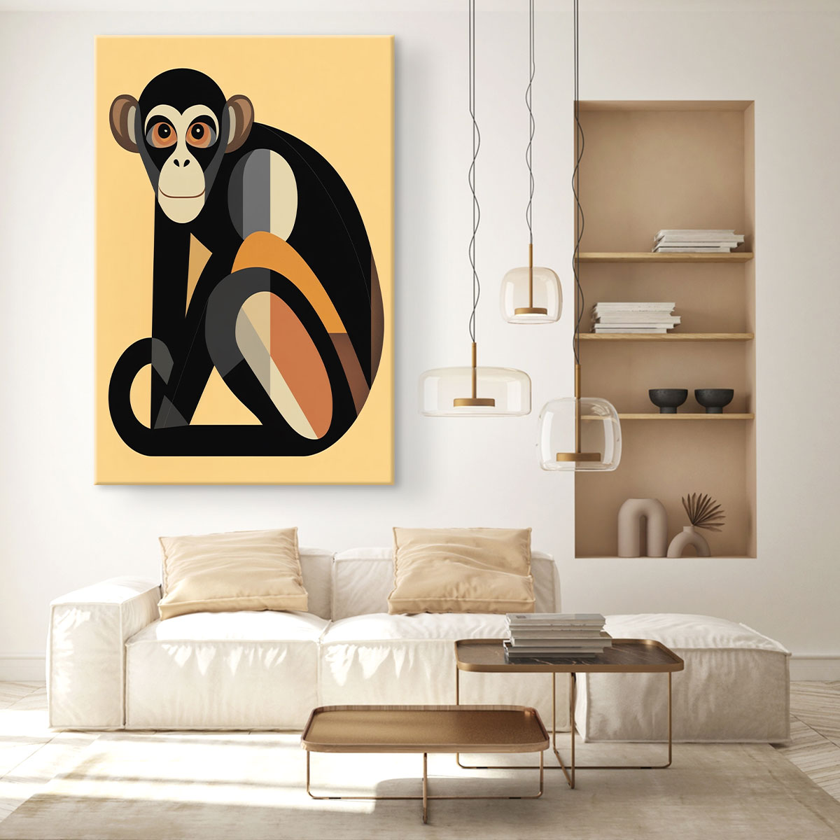 Geometric Art Monkey Canvas Wall Art