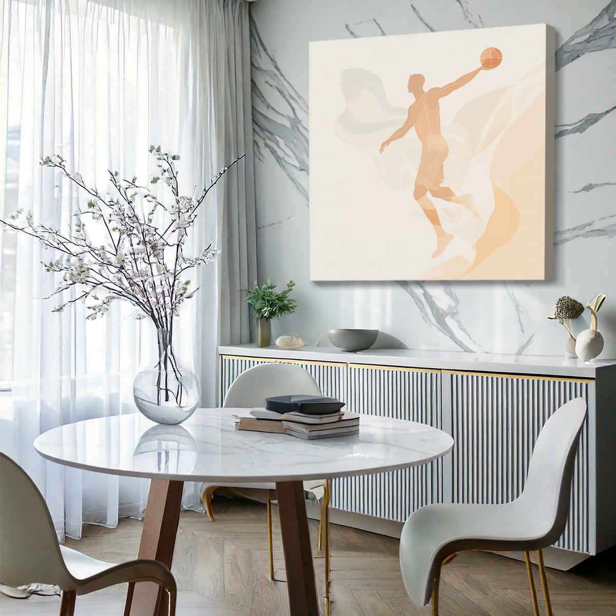 Minimalist Basketball Player Canvas Wall Art