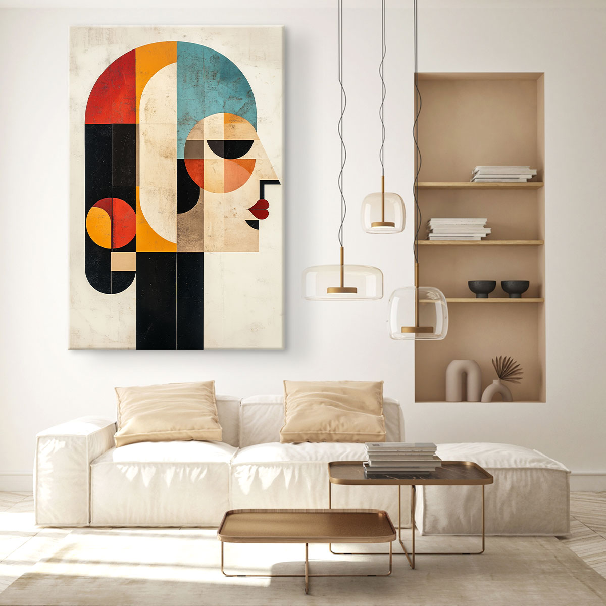 Geometric Art Style Woman Side Profileư