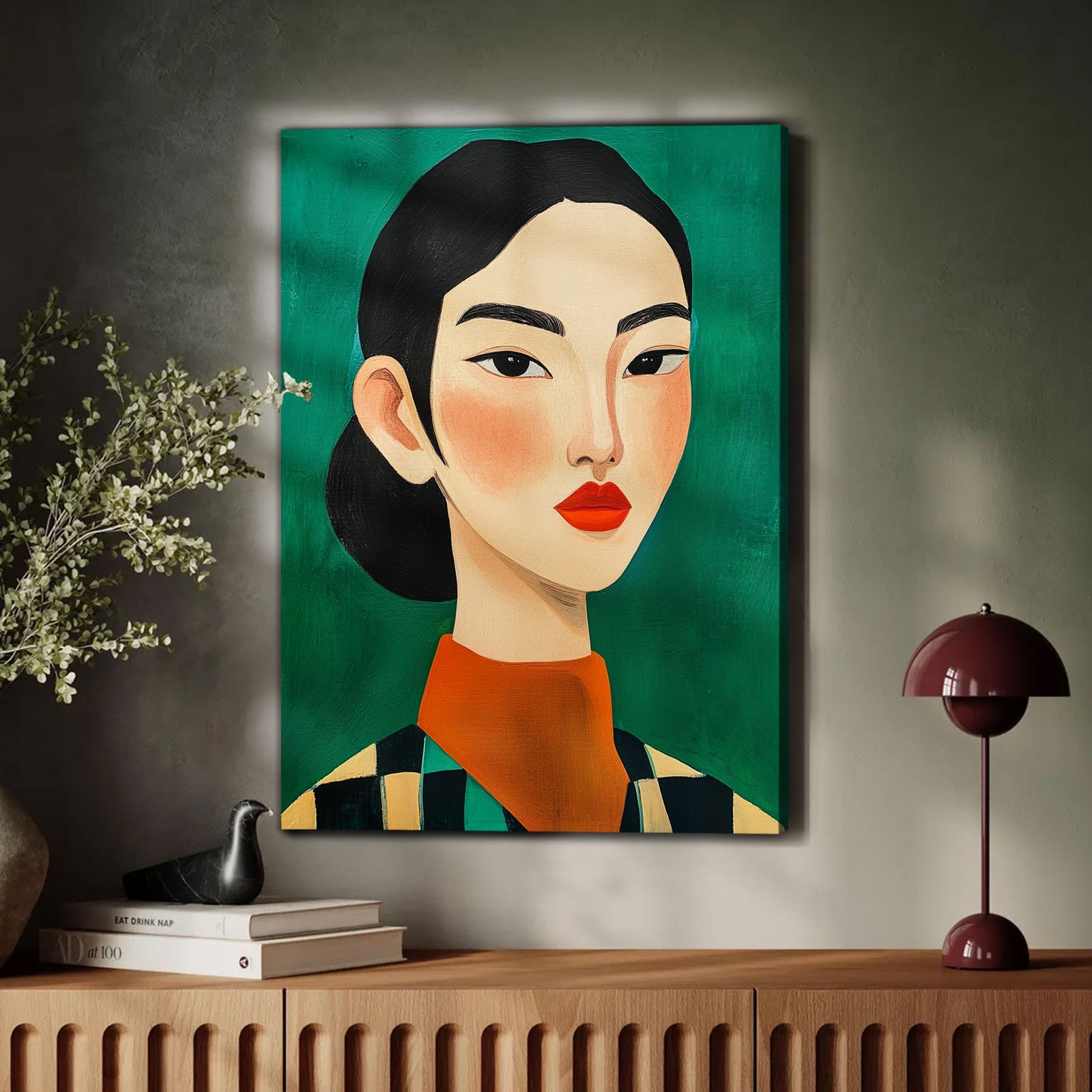 Asian Woman Portrait Canvas Vintage Artwork