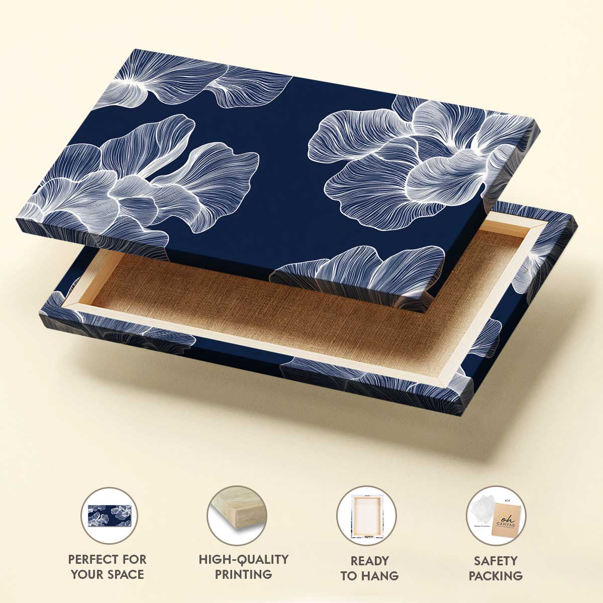 Blue Floral Line Modern Wall Artwork