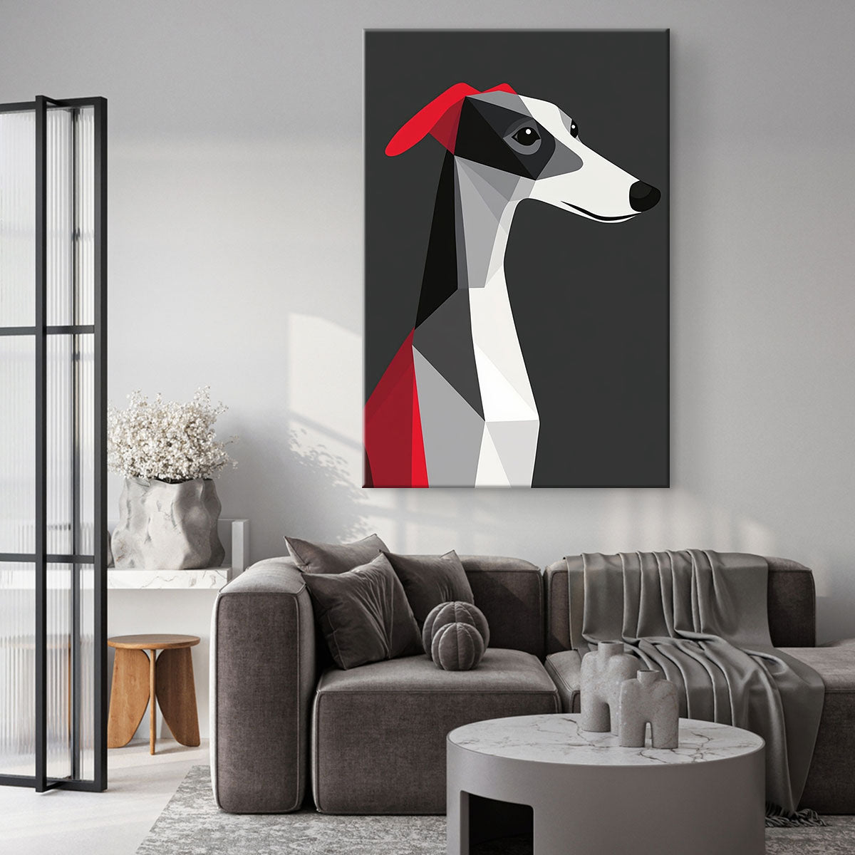 Geometric Art Style Greyhound Canvas