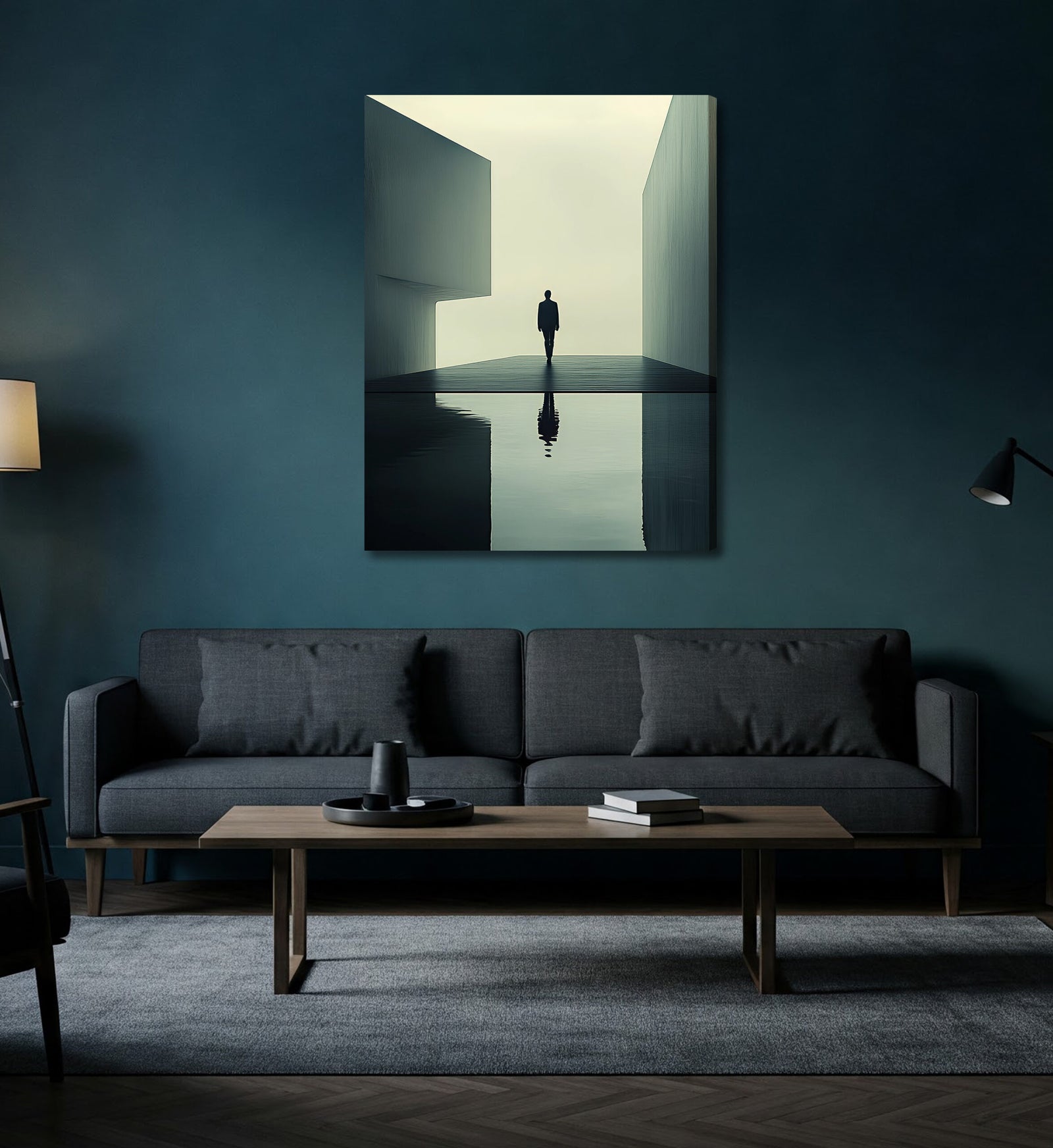 Minimalist Surreal Figure Between Walls – Abstract Canvas Wall Art