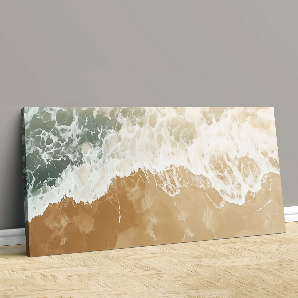 Aerial Shoreline Canvas Neutral Beach Wall Art