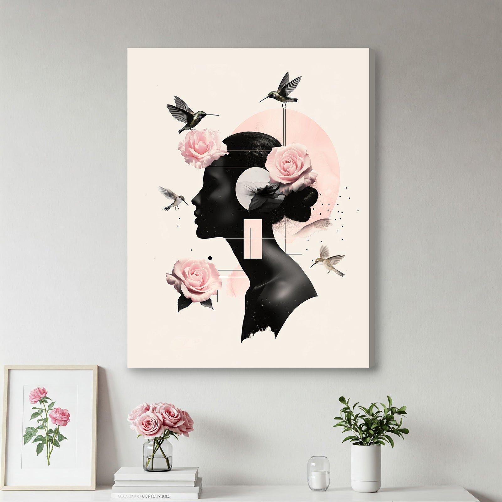 Rose Silhouette - Modern Minimalist Canvas Wall Art