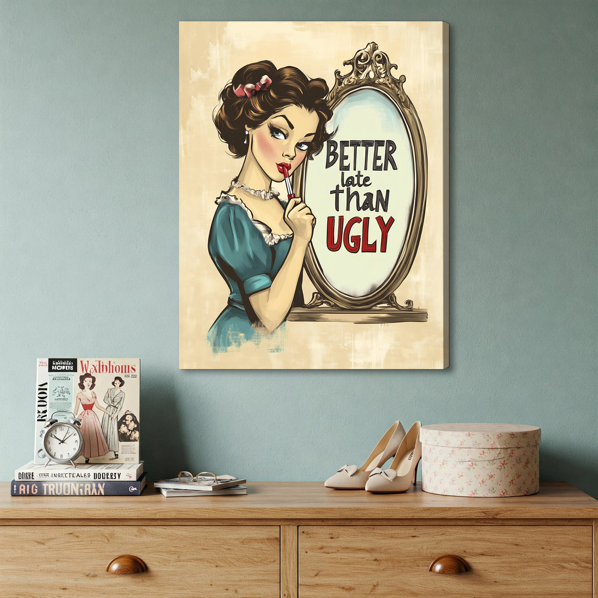 Vintage Woman - Retro Minimalist Canvas Wall Art