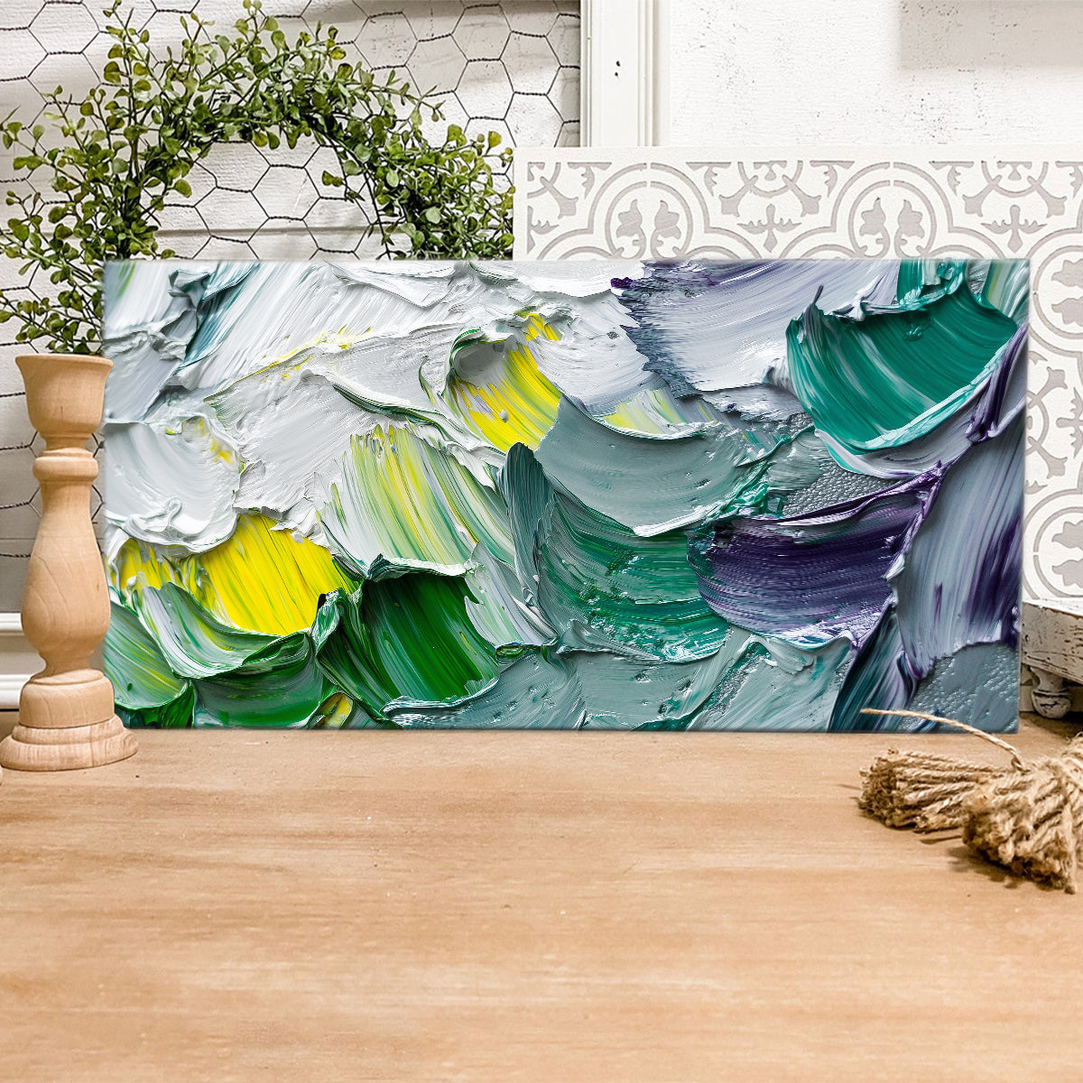 Vibrant Textured Abstract Canvas Wall Art for Living Room