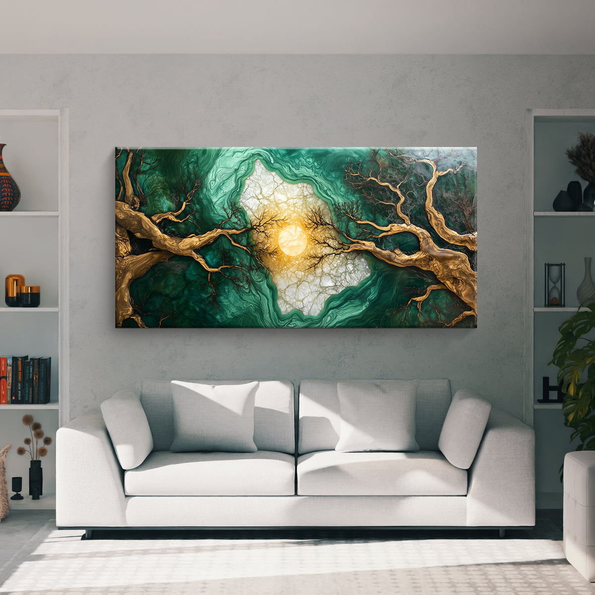 Emerald Forest Landscape Abstract Canvas Wall Art for Living Room