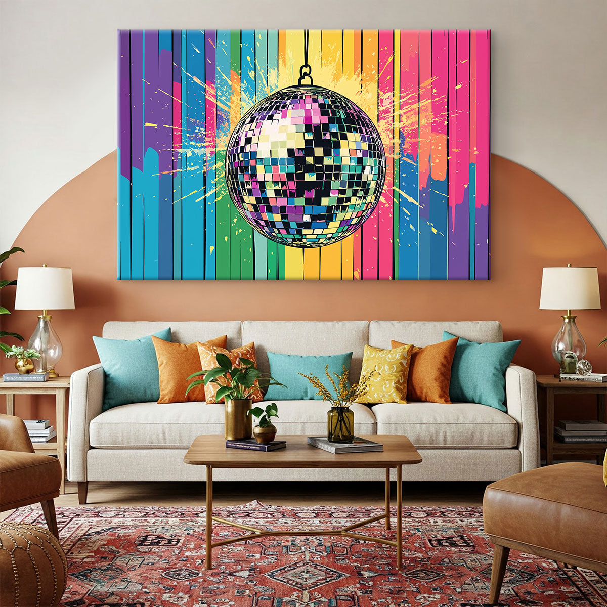 Pop Art Disco Ball Pưarty Sparkle Vintage Artwork