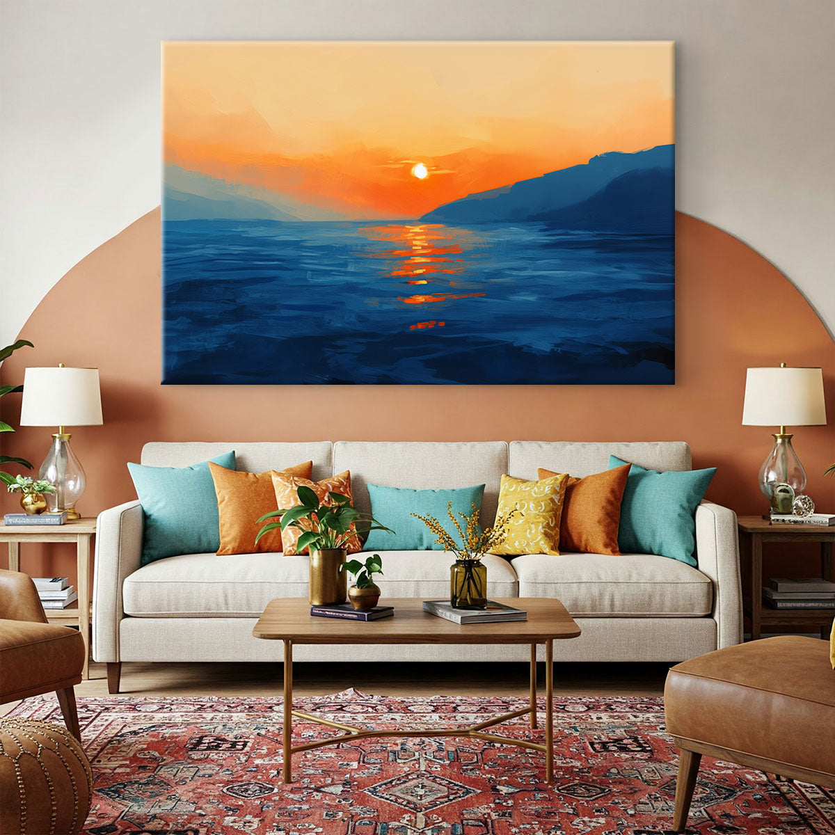 Twilight Nature Artwork Setting Sun Beach Wall Art
