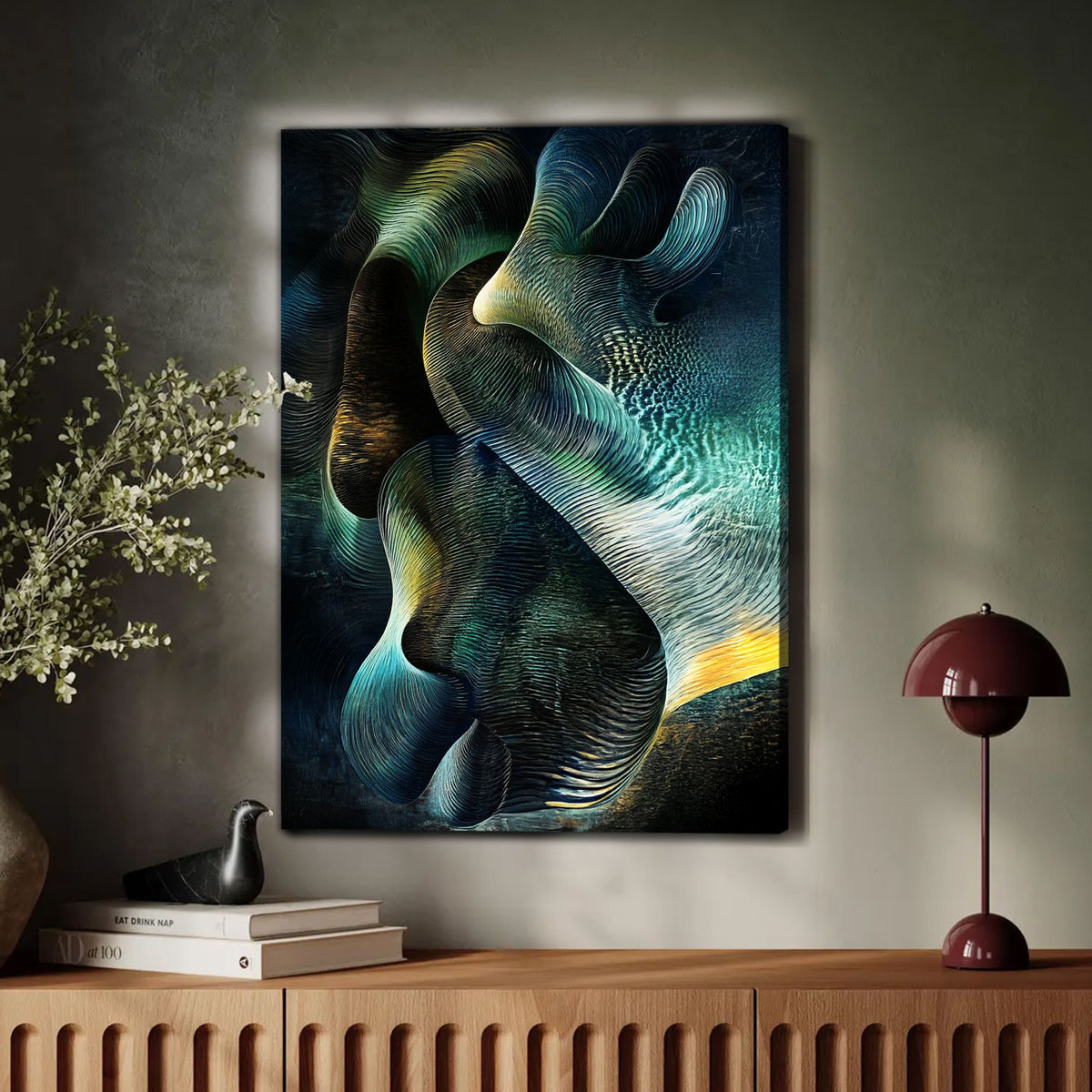Fluid Motion Contemporary Abstract Canvas Wall Art for Living Room