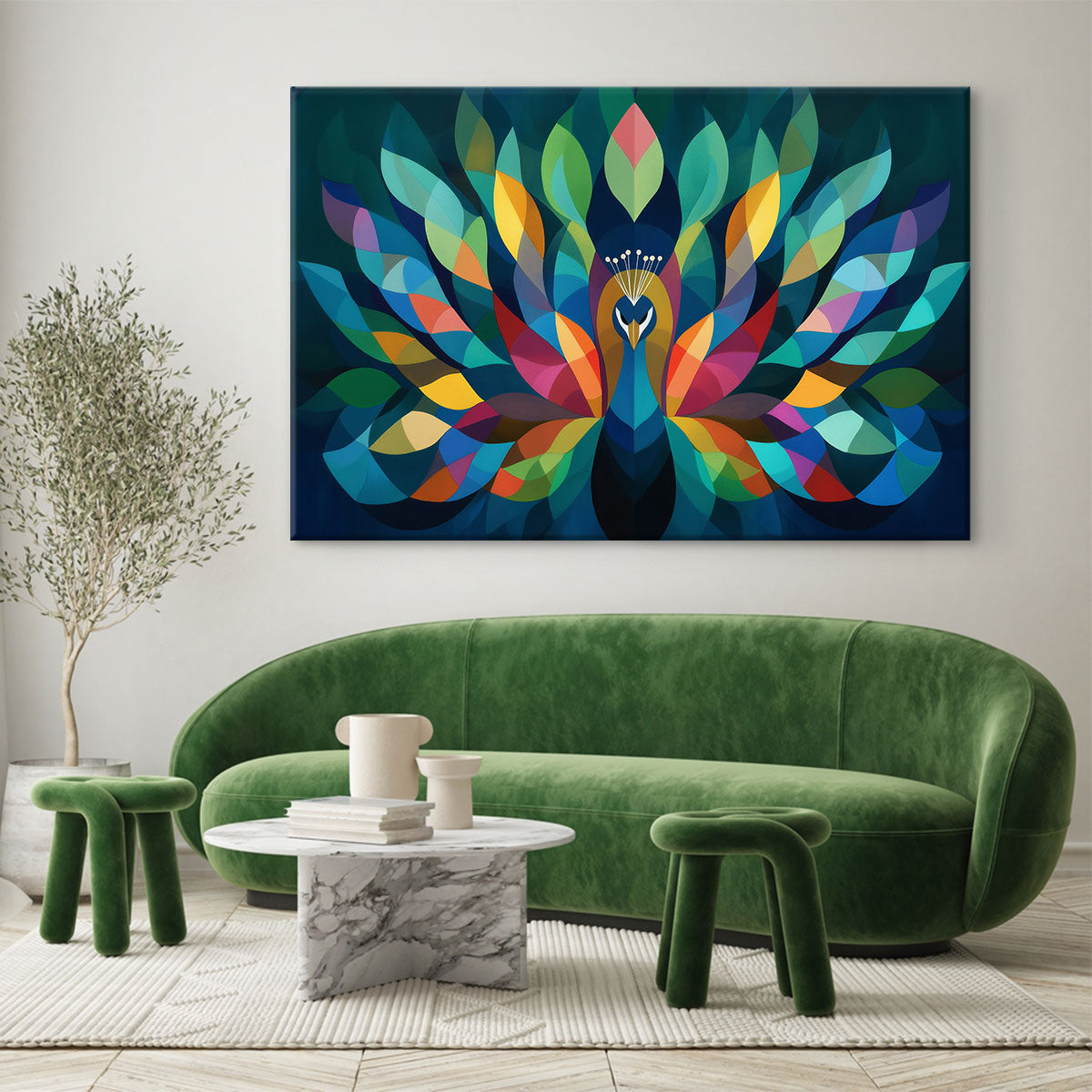 Geometric Art Peacock Abstract Canvas Print