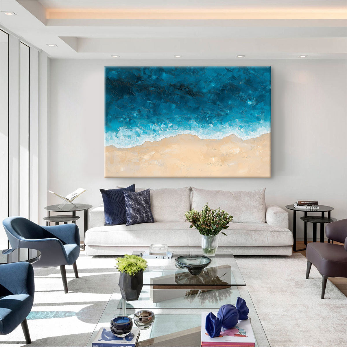 Incoming Tide Aerial View Canvas Beach Wall Art
