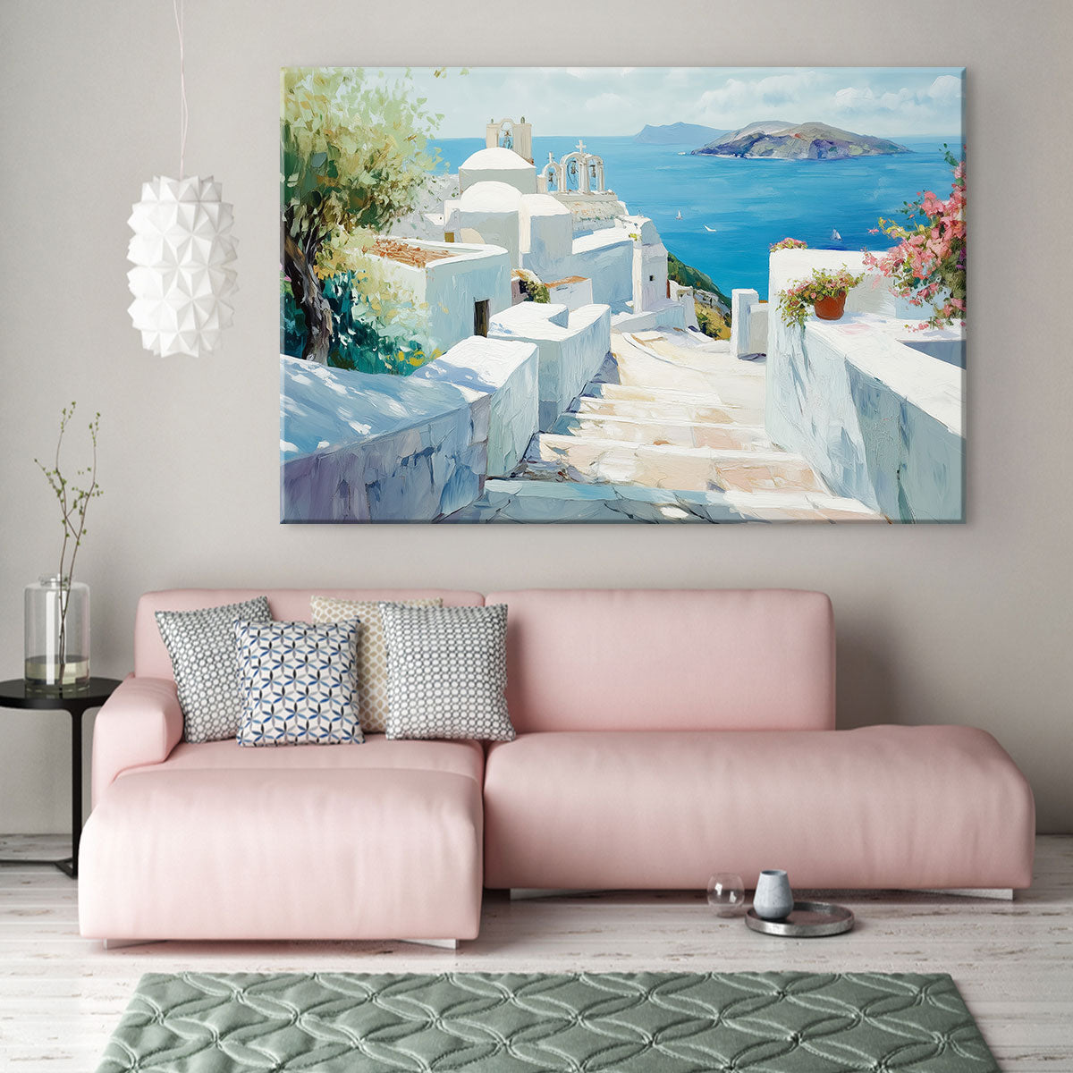 Santorin Mediterranean Art Canvas Artwork