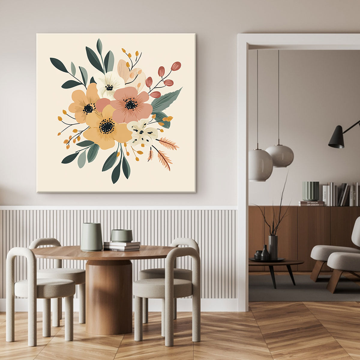 Stylized Floral Bouquet Boho Wall Decor