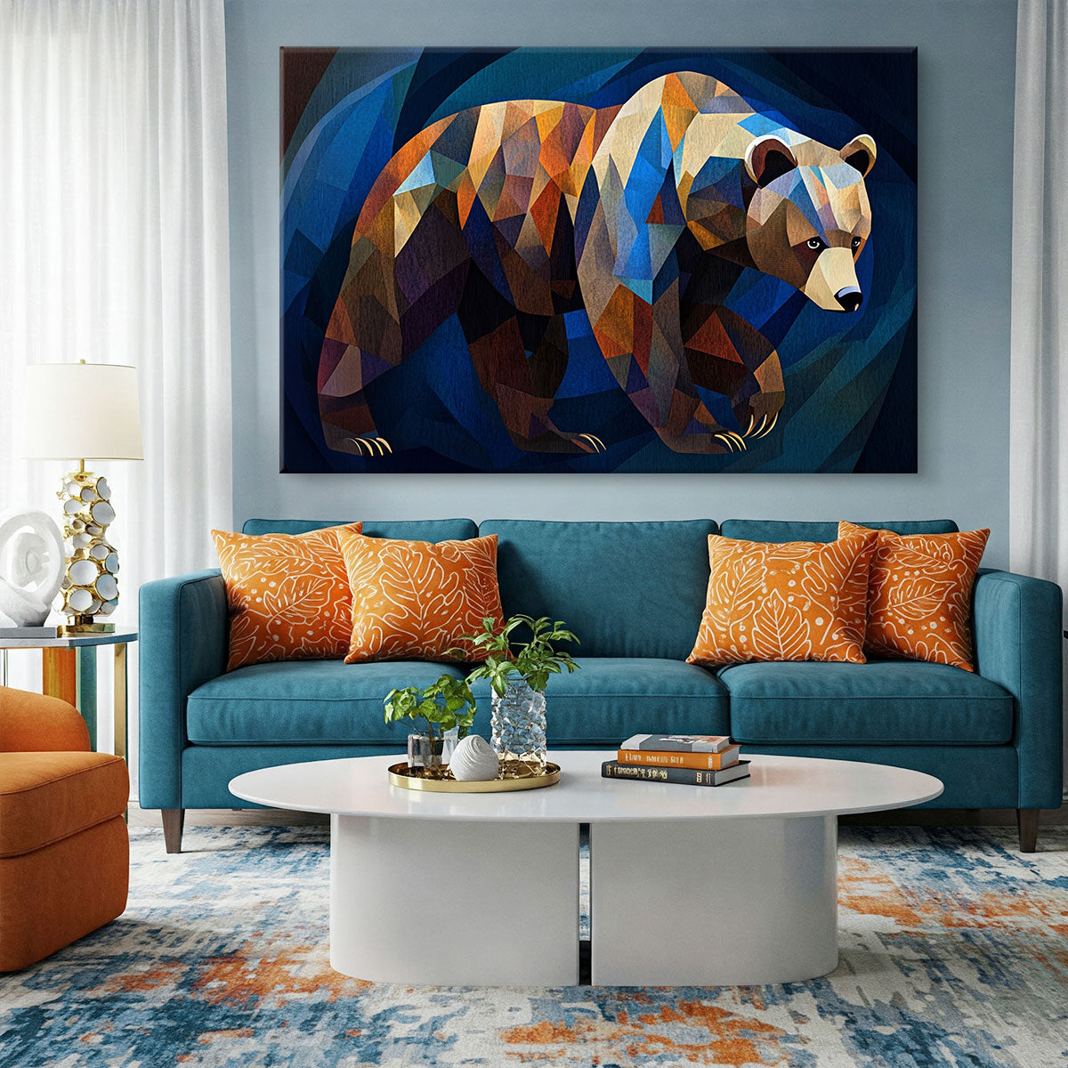Modern Geometric Art Earthy Toned Bear