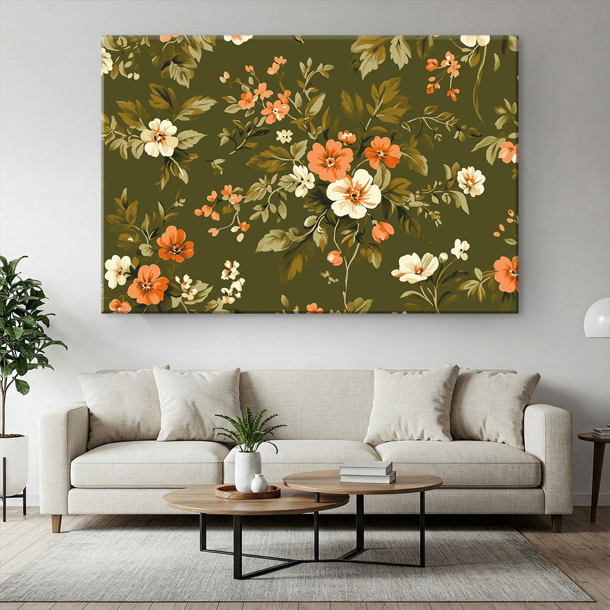 Garden Flower Pattern Canvas Vintage Artwork