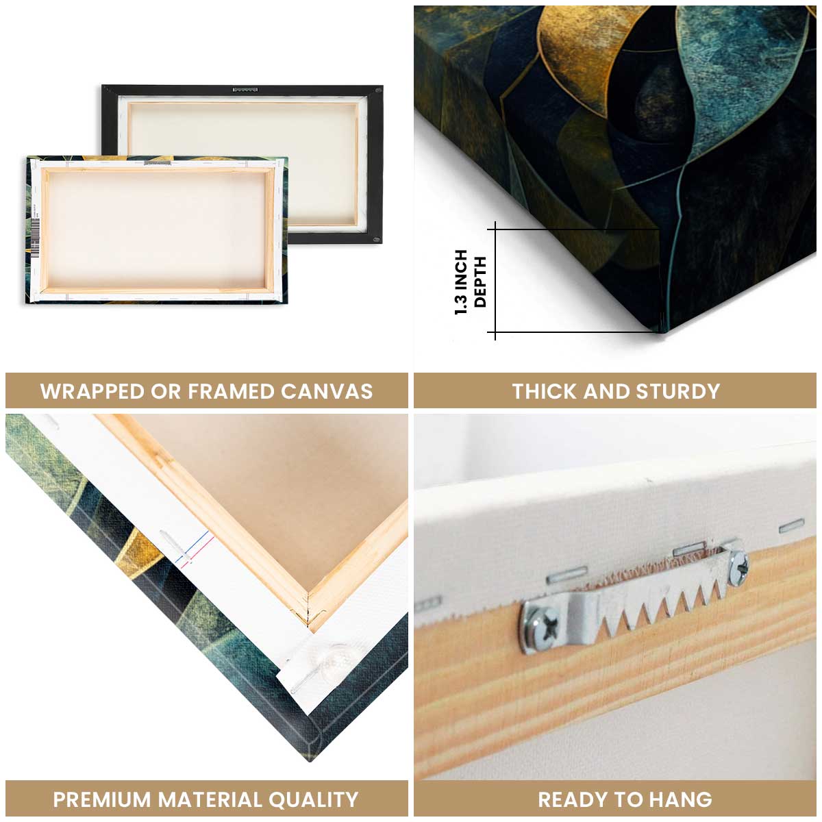 Elegant Curved Geometric Abstract Canvas Wall Art for Living Room