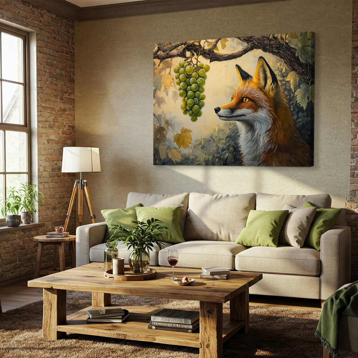 The Fox and The Grapes - Vintage Oil Painting Canvas Wall Art