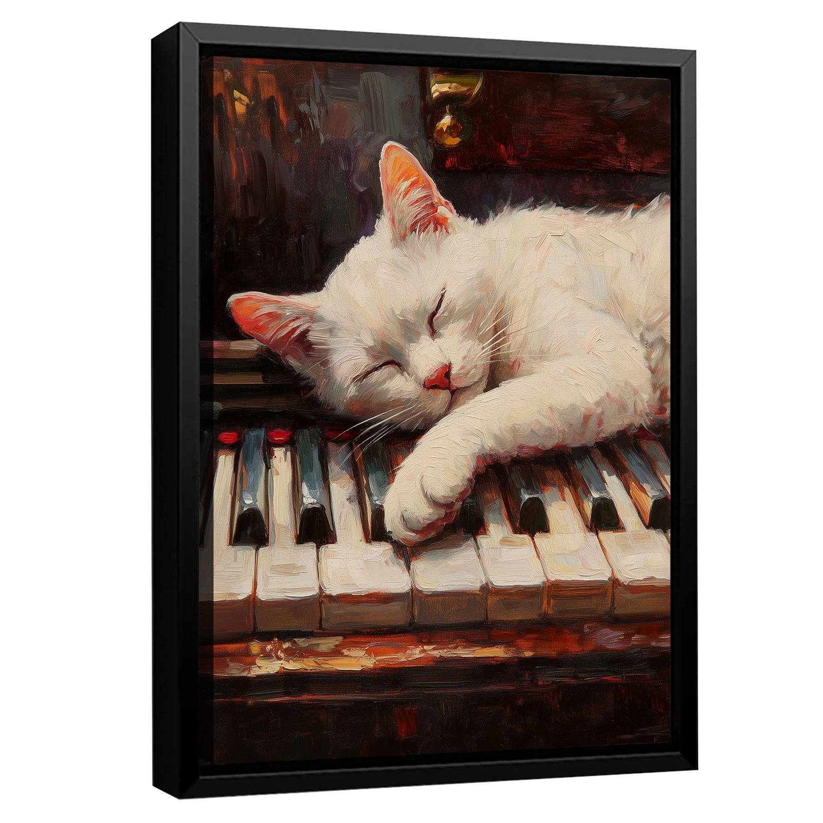 Cat Napping On Piano Keys Fine Arts Print