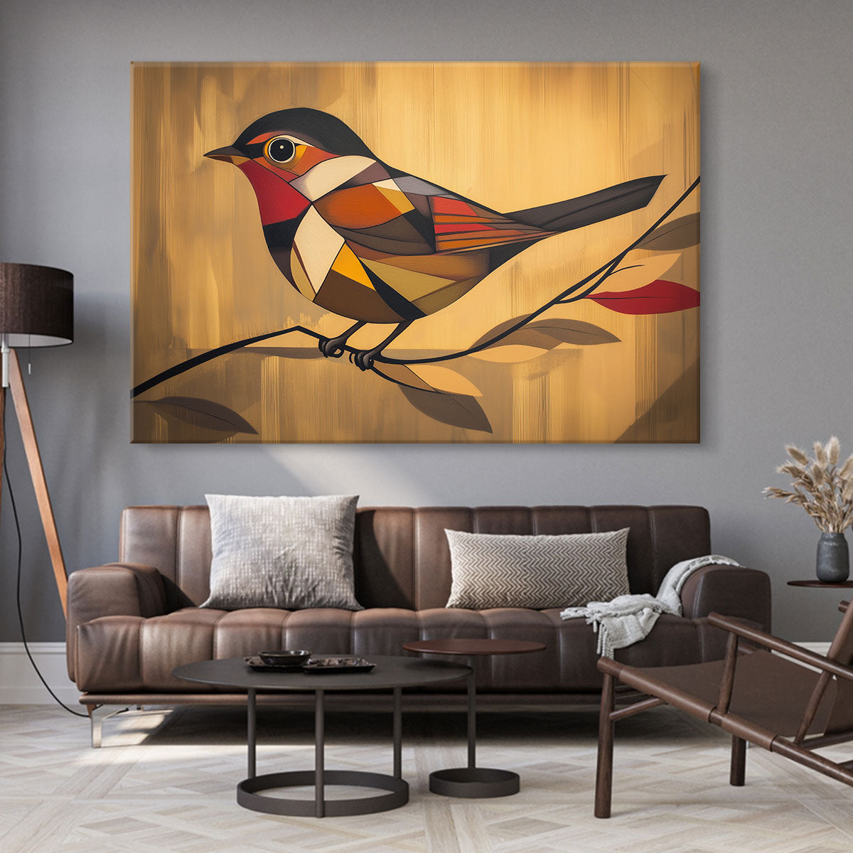 Songbird Geometric Art Avian Elegance Canvas Print