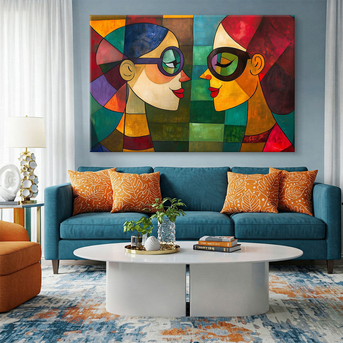 Mirror Talk Geometric Art Portrait Canvas Print
