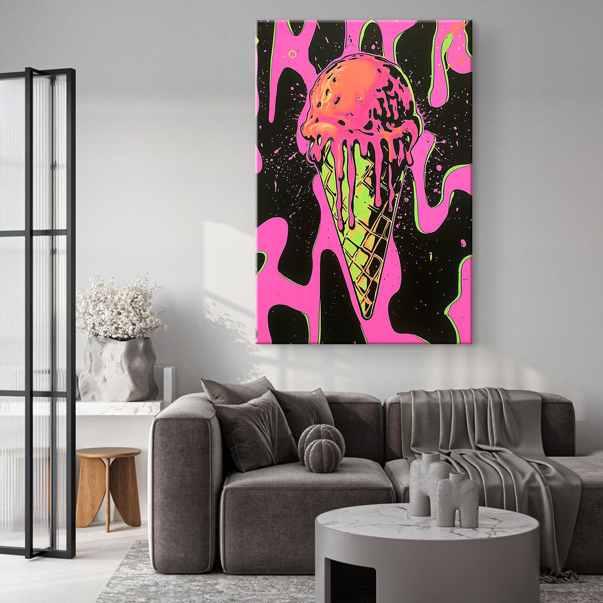 Pop Art Ice Cream Cone Canvas Wall Art