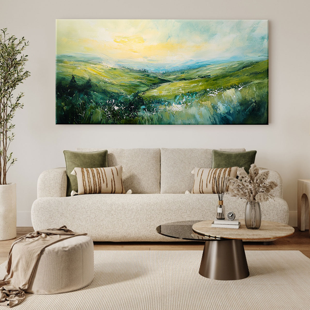 Abstract Green Landscape Rolling Hills