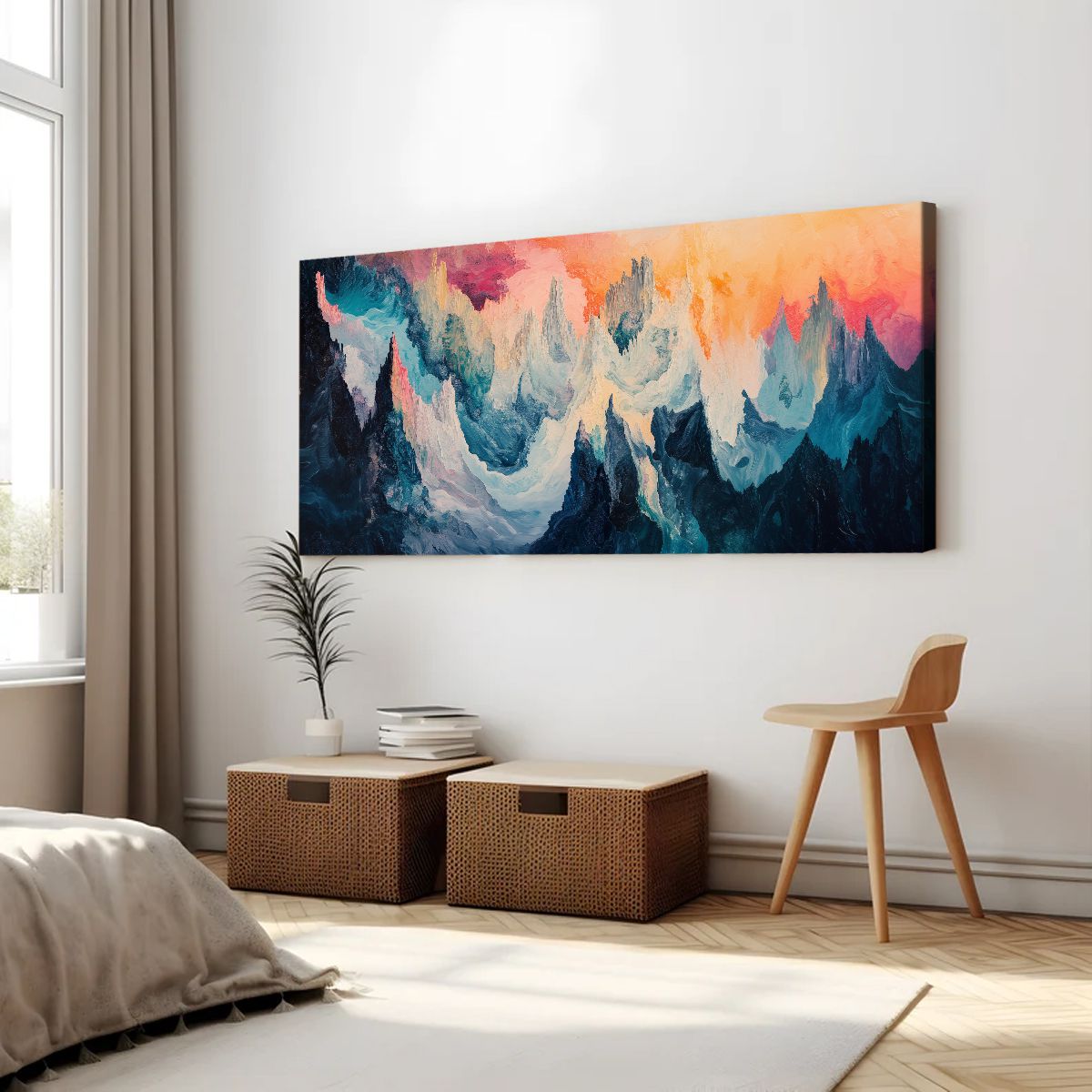 Celestial Peaks Landscape Abstract Canvas Wall Art for Living Room