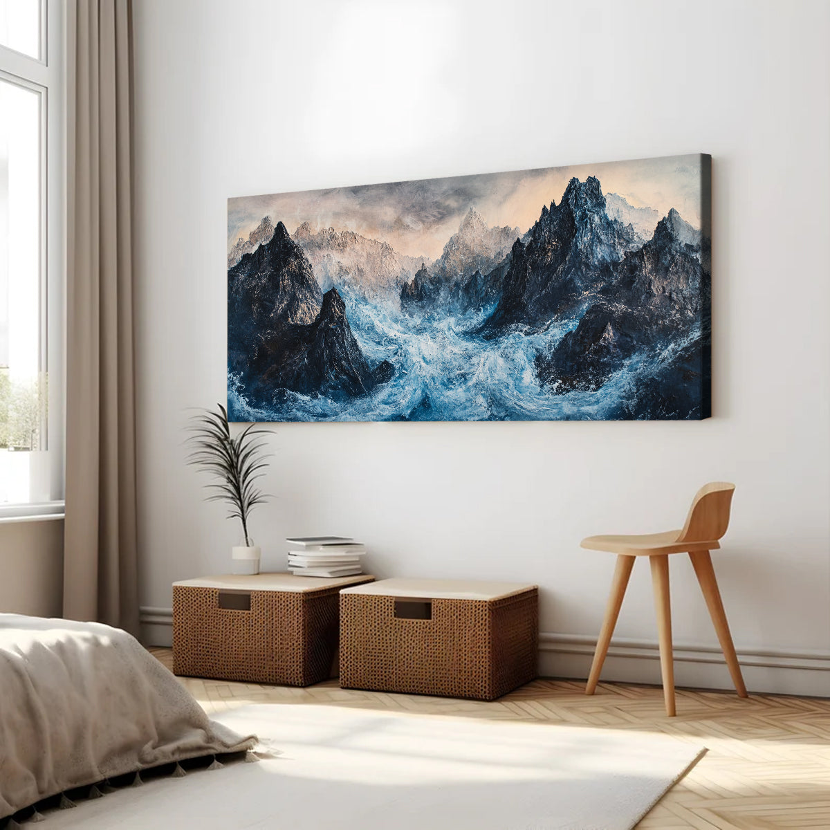 Tempestuous Peaks Landscape Abstract Canvas Wall Art for Living Room