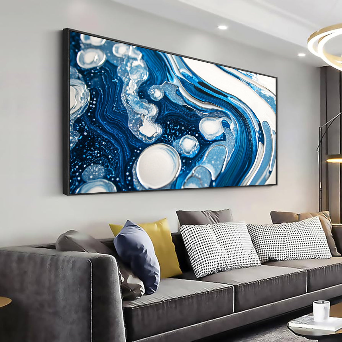 Oceanic Whispers Fluid Art Abstract Canvas Wall Art