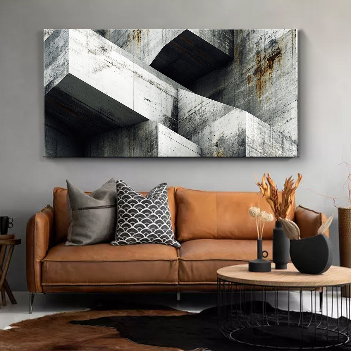 Geometric Deconstruction Industrial Abstract Canvas Wall Art