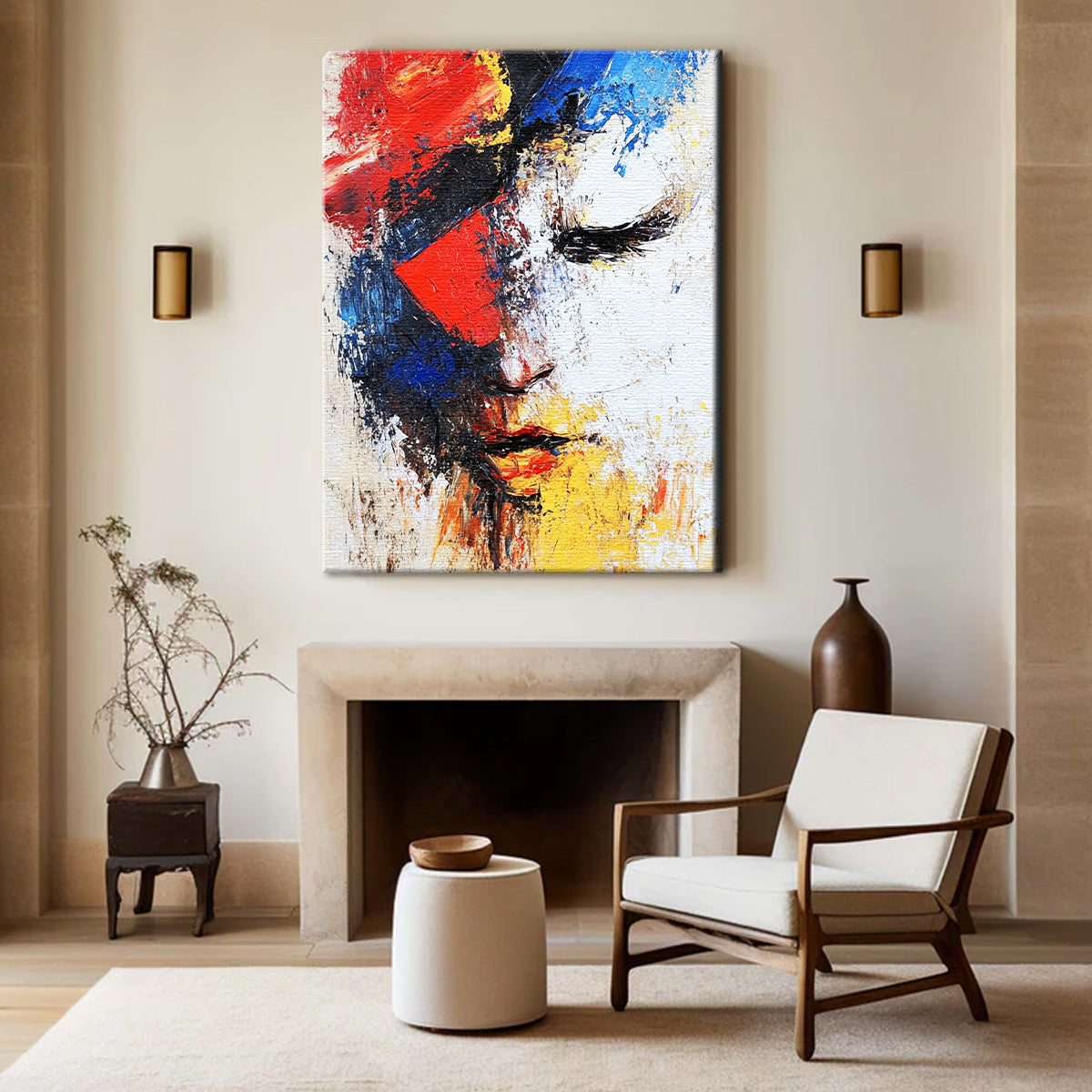 Dreaming Colors Abstract Portraiture Canvas Wall Art for Living Room