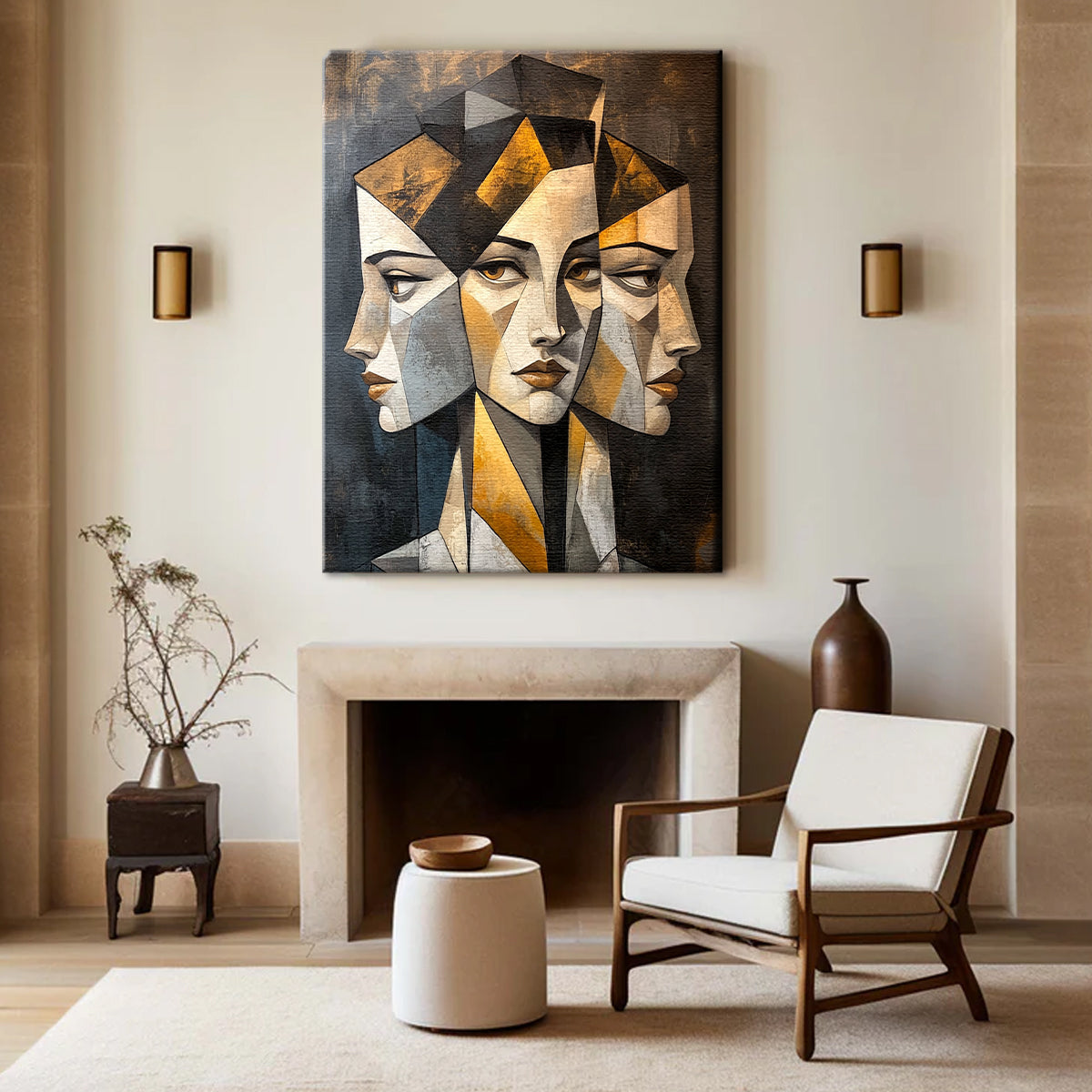 Reflections of Thought Abstract Portraiture Canvas Wall Art