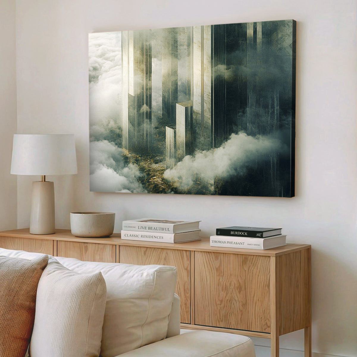 Celestial Towers Architectural Landscape Abstract Canvas Wall Art