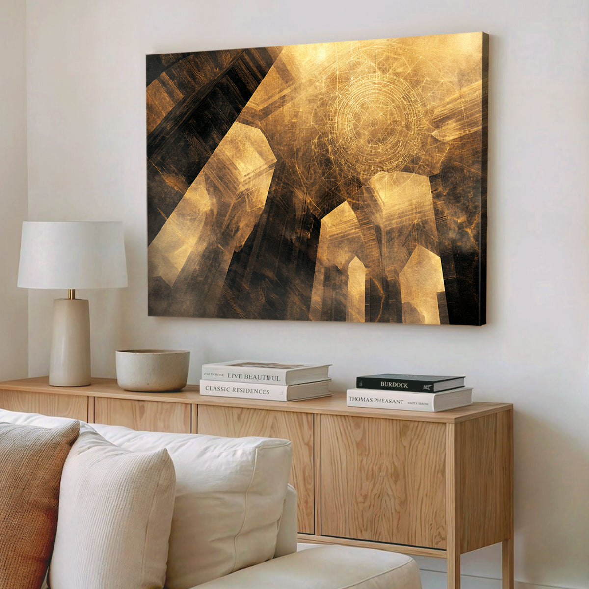 Golden Reverie Lightscape Abstract Canvas Wall Art
