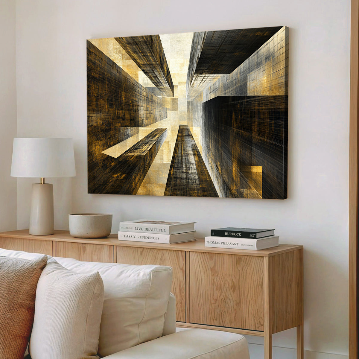 Urban Ascent Geometric Abstract Canvas Wall Art