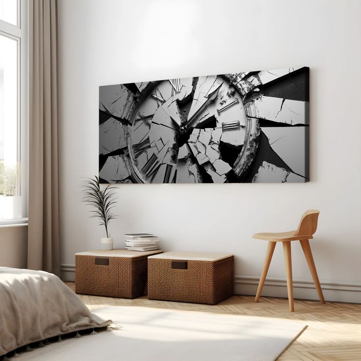 Fragmented Time Contemporary Abstract Canvas Wall Art for Living Room