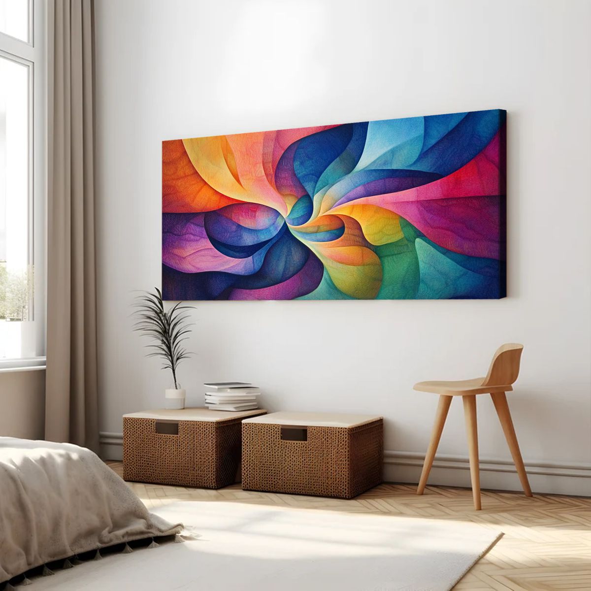 Vibrant Swirl Abstract Canvas Wall Art for Living Room