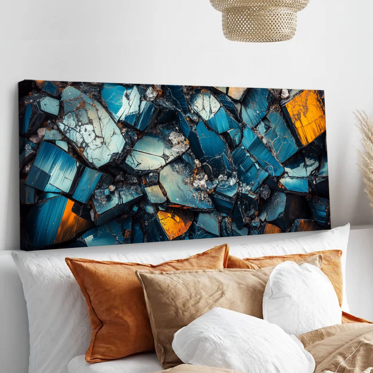 Mineral Mosaic Geometric Abstract Canvas Wall Art for Living Room
