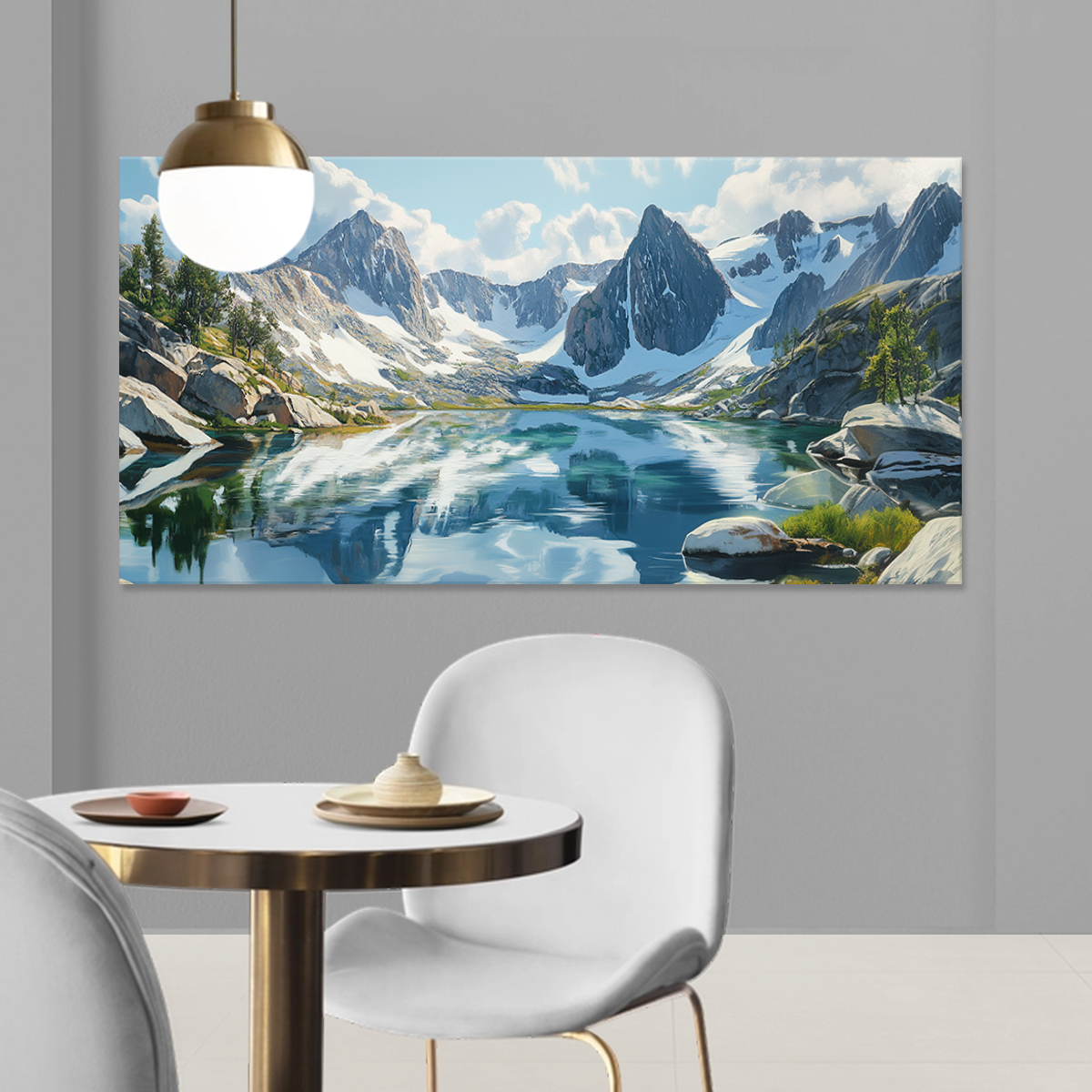Tranquil Peaks Realistic Landscape Abstract Canvas Wall Art