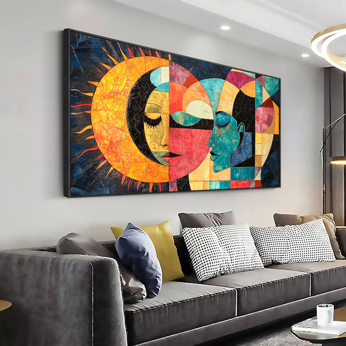 Celestial Embrace Vibrant Abstract Canvas Wall Art