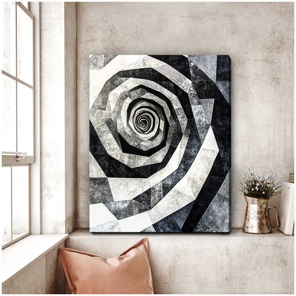 Eternal Spiral Monochromatic Abstract Canvas Wall Art