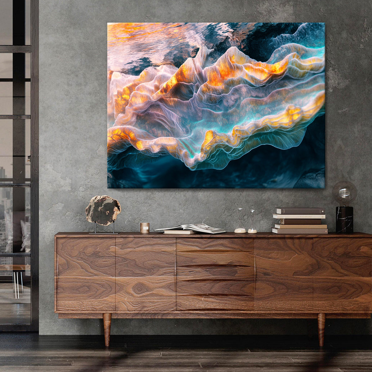 Ocean Whispers Luminous Abstract Canvas Wall Art