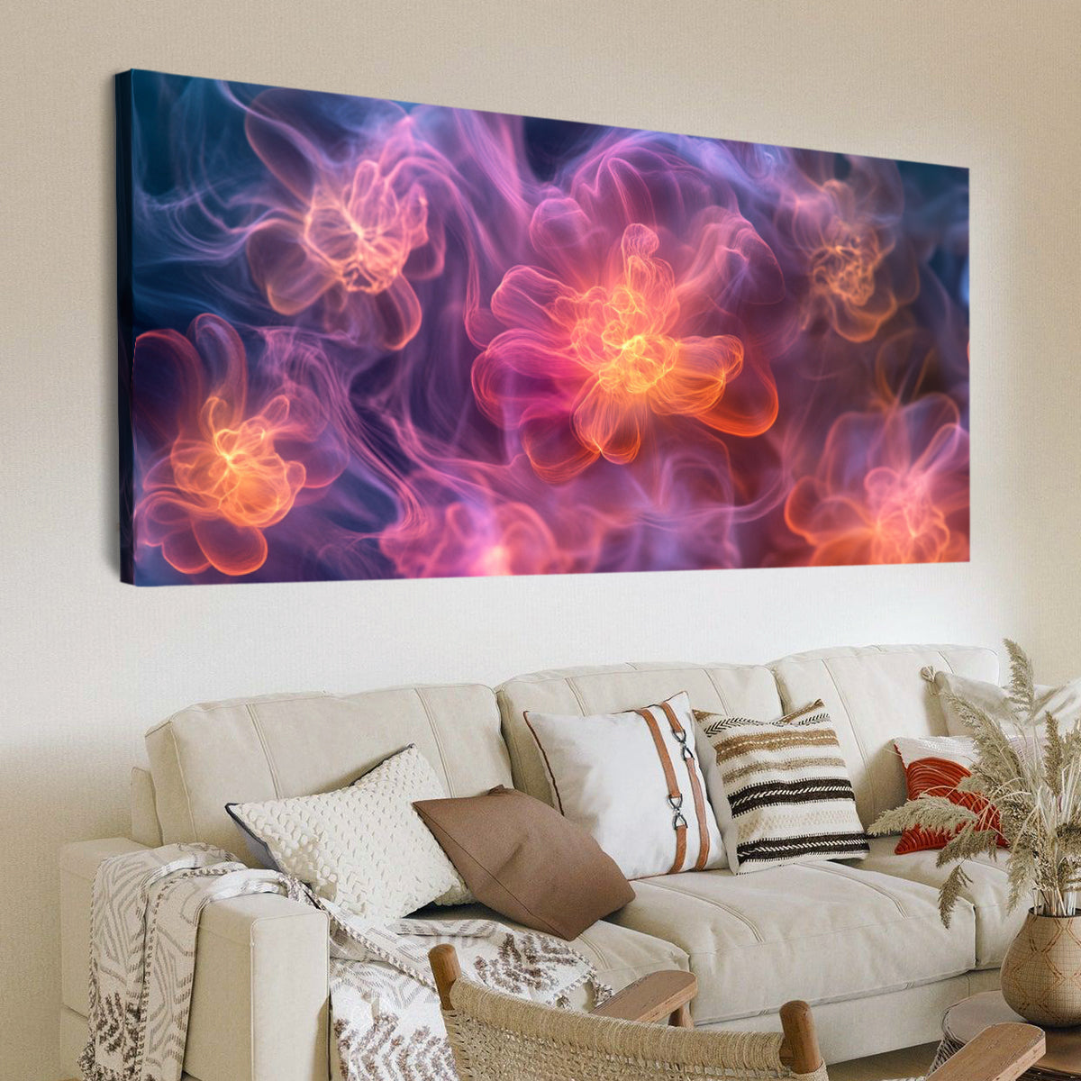 Ethereal Blooms Digital Floral Abstract Canvas Wall Art
