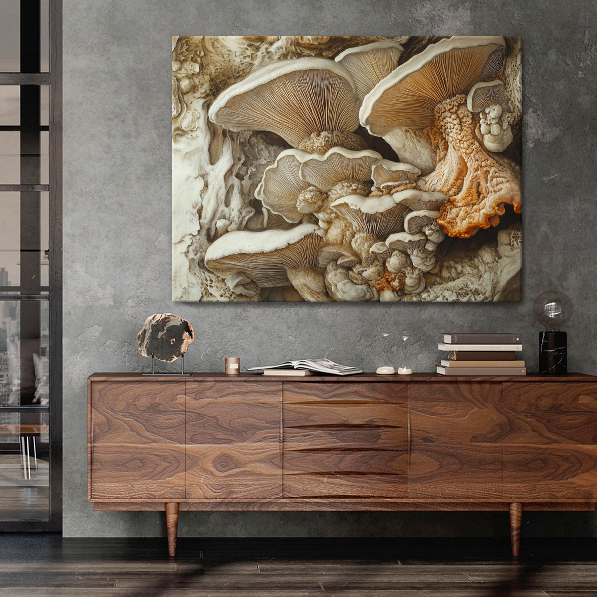 Earthly Fungi Nature Abstract Canvas Wall Art for Living Room